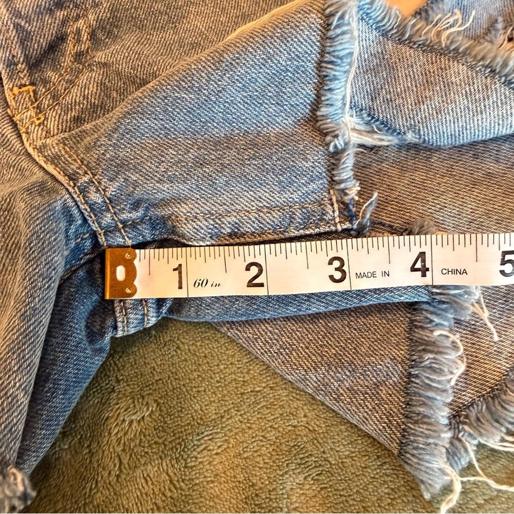 Free People Light Blue Distressed Denim Shorts 24 - Picture 14 of 14